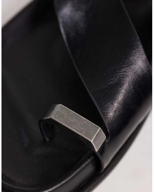 ASOS Black Fletcher Footbed Sandal With Metal Toe Loop
