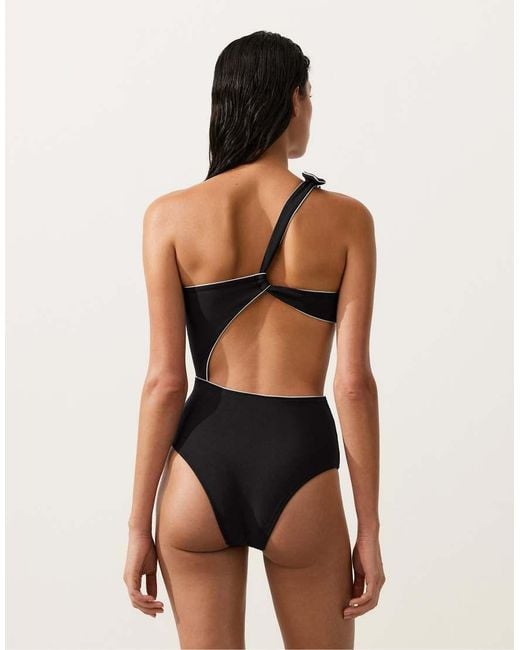 Oysho Blue Asymmetric Piping Trikini