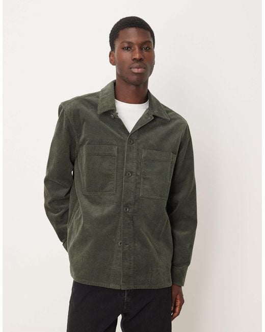 ARKET Green Cord Overshirt With Front Patch Pockets for men