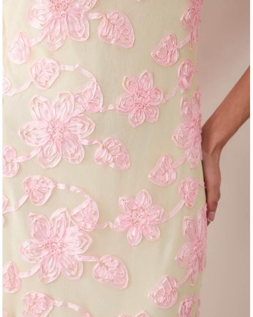 Vila Pink Floral Embroidered Maxi Dress