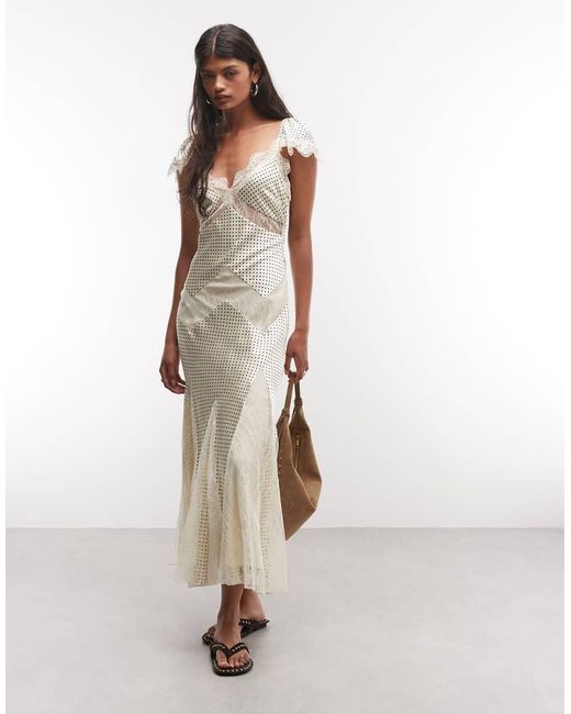 Reclaimed Vintage White Maxi Tea Dress With Lace Inserts