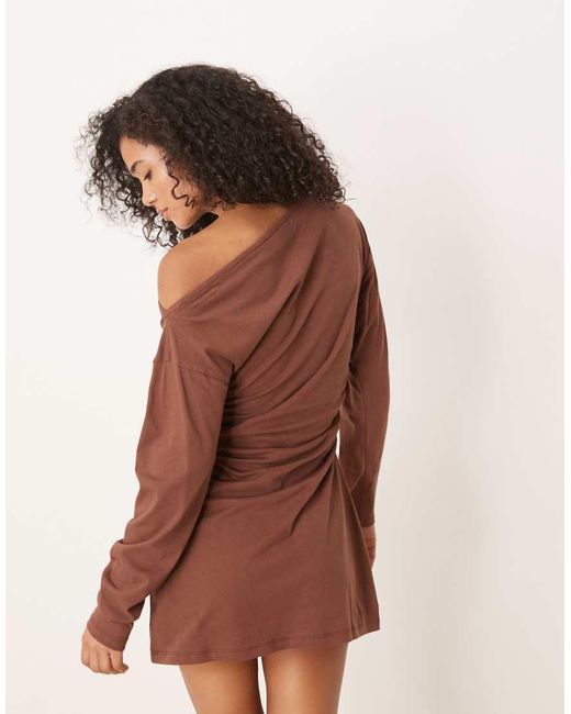 ASOS Brown Cicnhed Asymmetric Mini Dress