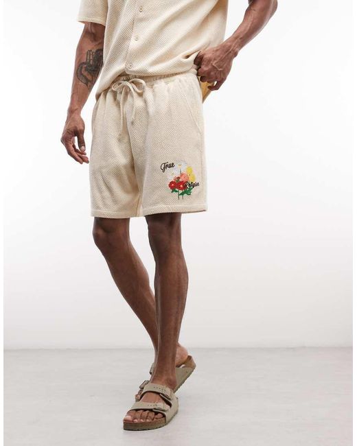 True Religion Natural Knitted Blooms Short Co-ord for men