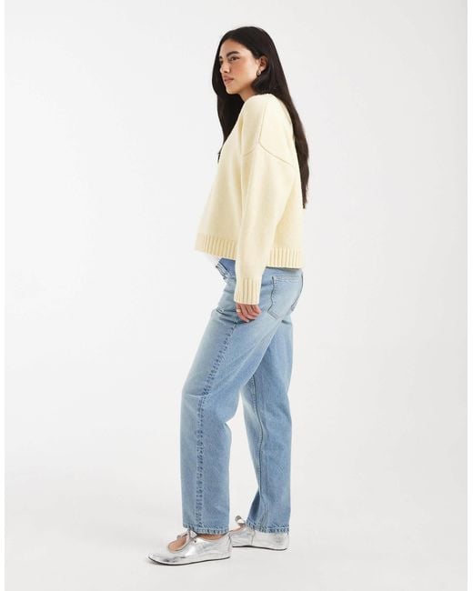 ASOS Blue Asos Design Maternity High Rise Relaxed Mom Jean