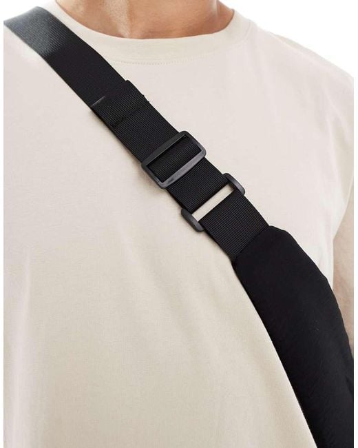 Jack & Jones Black Oversized Crossbody Sling Bag for men