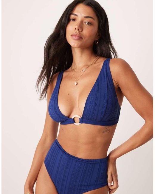 Peek & Beau Blue Broderie Halterneck Bikini Top