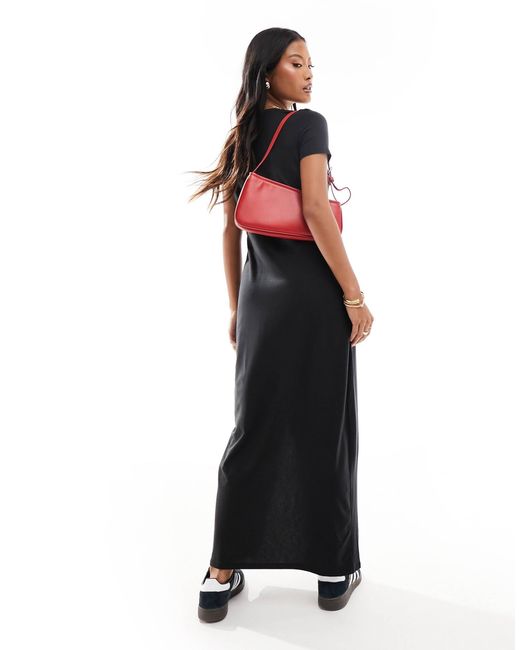 Vero Moda Black Knotted T-shirt Maxi Dress With Split