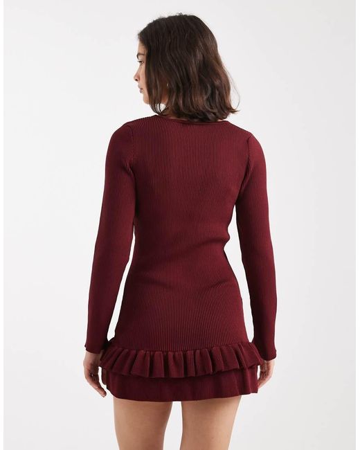 Miss Selfridge Red Drop Waist Knit Dress