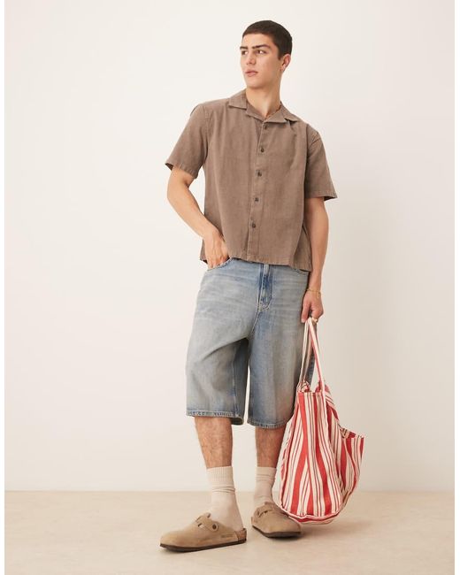 Abercrombie & Fitch Brown Short Sleeve Linen Shirt for men