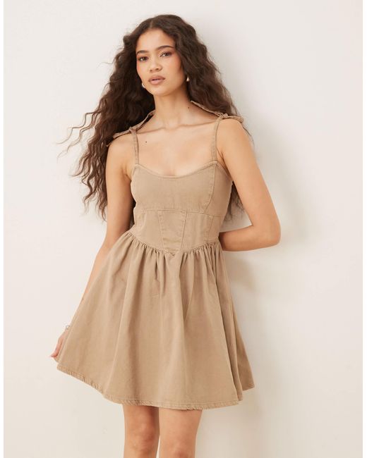 ASOS Natural – weiches ballerina-minikleid aus denim