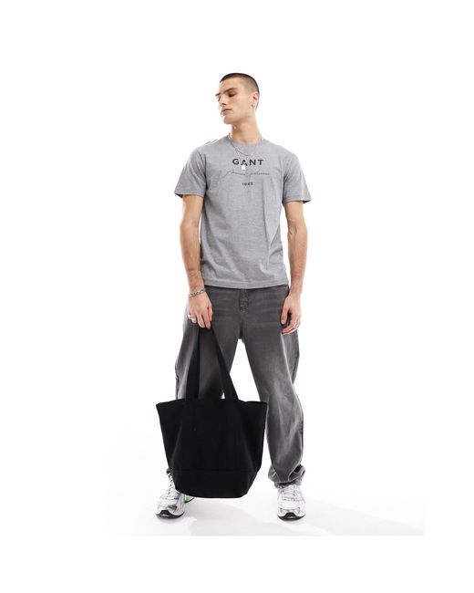 Camiseta gris jaspeado con logo grande Gant de hombre de color Gray