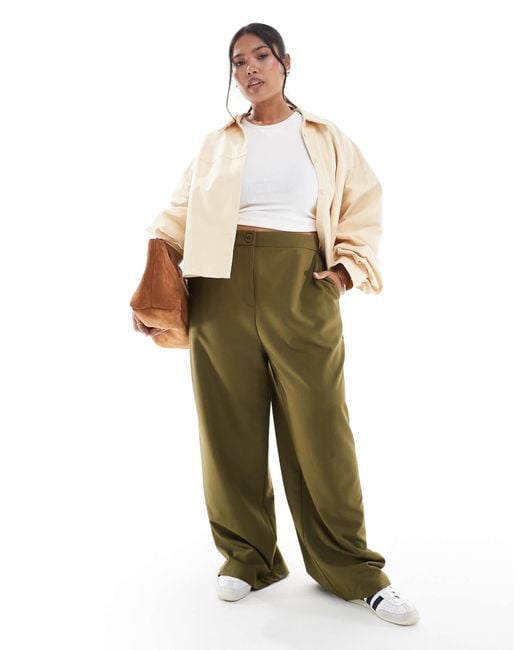 ASOS Green Curve Tailored Relaxed Straight Leg Trousers