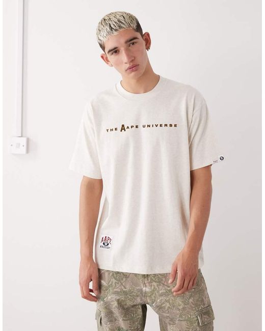 Camiseta De Corte Cuadrado Con Logo Estampado En El Pecho Y La Espalda De -Neutro Aape By A Bathing Ape de hombre de color White