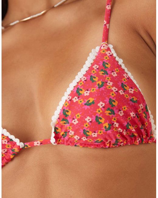 Wild Lovers Orange Rio Floral Print Triangle Bikini Top