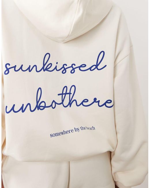 Gina Tricot White Co-ord Blue Back Graphic Hoodie