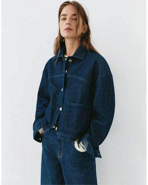 Pull&Bear Blue Boxy Denim Overshirt