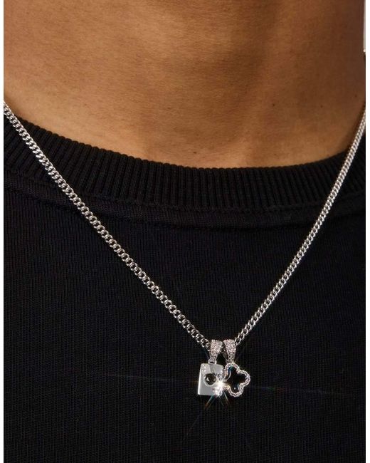 CERNUCCI White 10Mm Motif & Gem Card Necklace for men