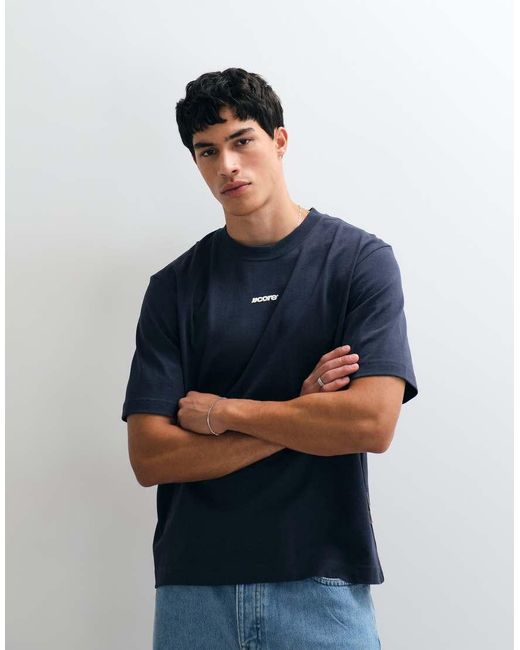 Jack & Jones Blue Athletic Club Script Backprint T-shirt for men