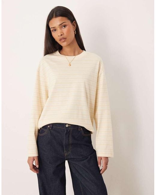 Gina Tricot Blue Pure Cotton Basic Long Sleeve T-shirt