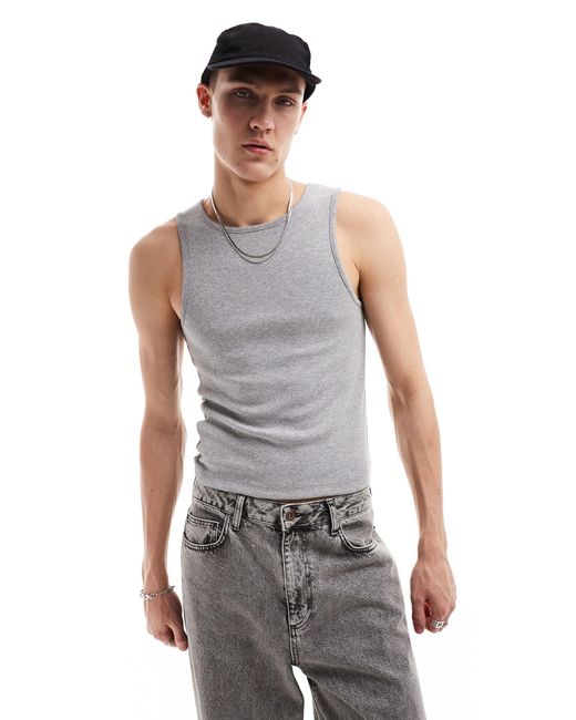 Collusion Gray Ribbed Vest for men