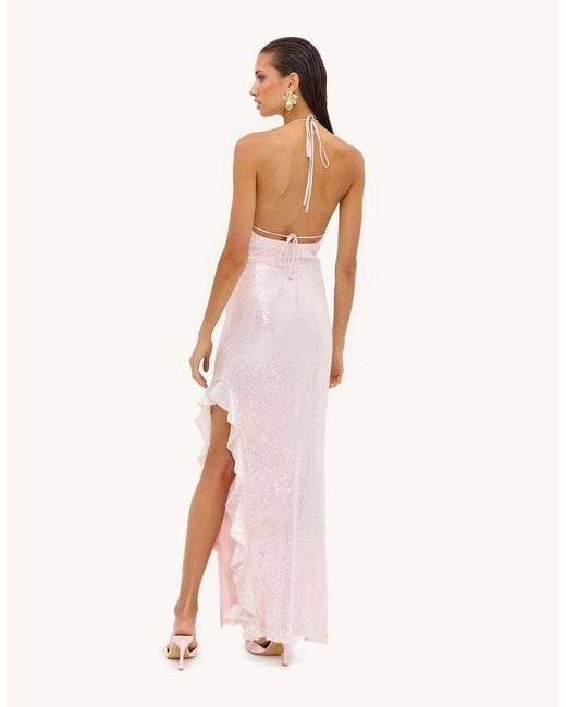 Loavies Pink Glimmering Moments Light Maxi Dress With Sequins