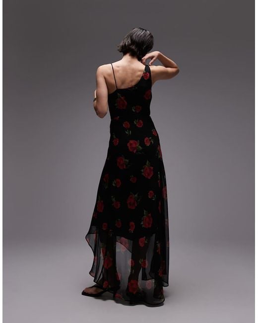 Mango Black One Shoulder Maxi Dress