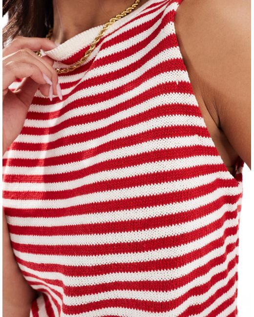 Top d'ensemble en maille à encolure bateau ASOS en coloris Red