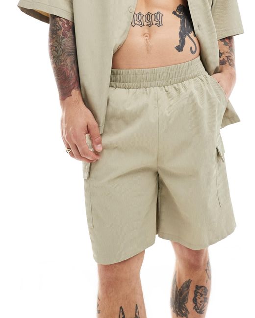 Sixth June – strukturierte cargo-shorts in Metallic für Herren
