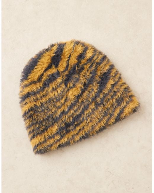 ASOS Blue Knitted Eyelash Zebra Skull Beanie for men
