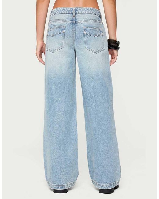 Edikted Blue Dema Western Low Rise Jeans