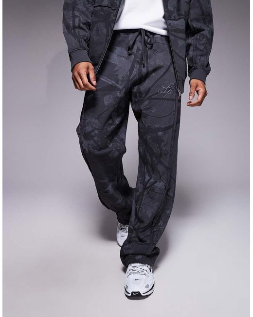 Liquor N Poker Blue Baggy Fit Camo Print Joggers for men