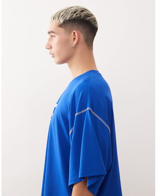 Reclaimed (vintage) Blue Airtex Boxy T-shirt With Branded Star Graphic for men