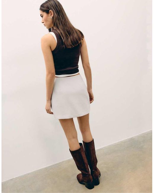 Stradivarius White Skort With Side Split