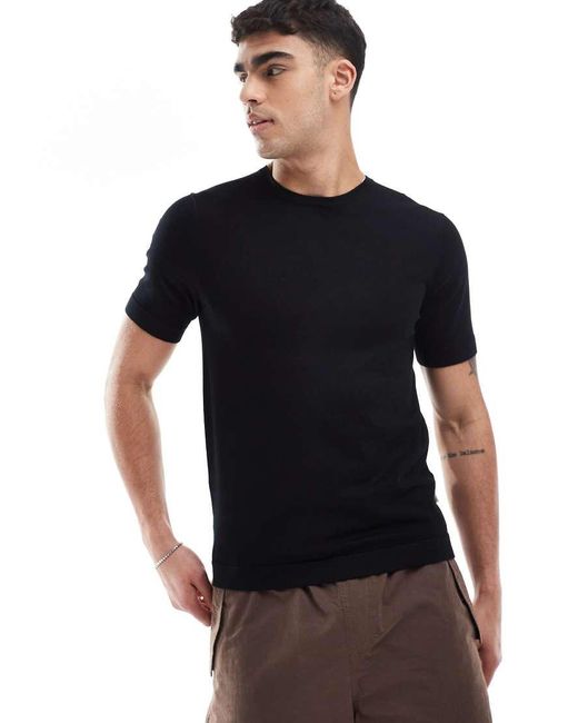 Only & Sons Black Short Sleeve Knit T-shirt for men