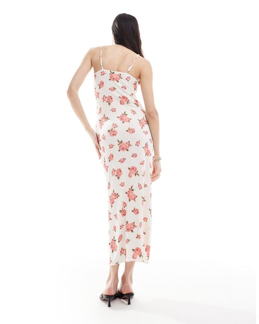 Y.A.S White Y.a.s Slinky Rib Cami Maxi Dress With V Neck
