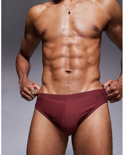 ASOS – strukturierte badehose in Red für Herren