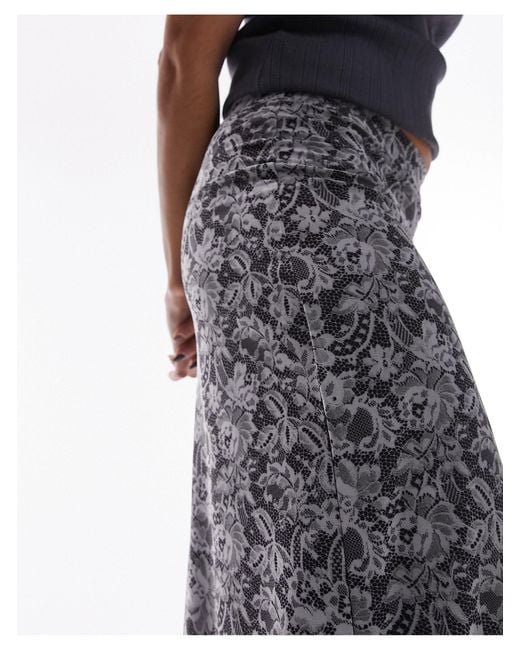 TOPSHOP White Mesh Lace Print Jersey Maxi Skirt