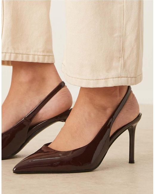 Zapatos Marrón Destalonados De Tacón De Aguja Medio Spicy De ASOS de color Natural