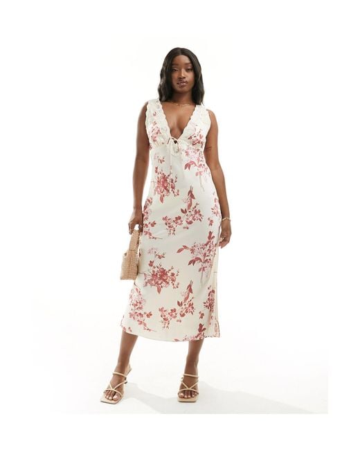 Abercrombie & Fitch White Floral Lace Midi Slip Dress