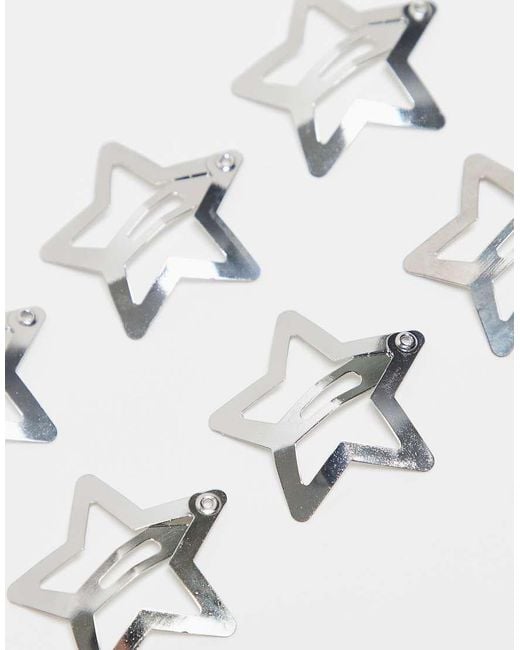 Pieces White 6 Pack Star Hair Clips