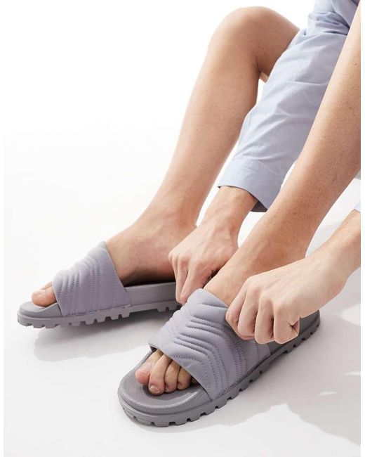 Sliders Grigie Con Suola A Carrarmato di ASOS in White da Uomo