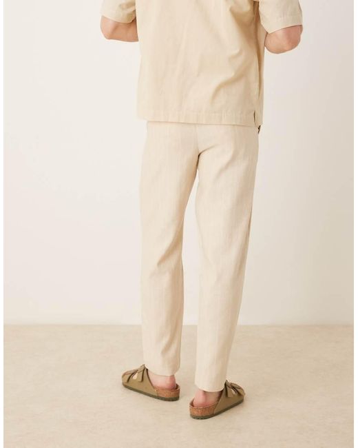 Pantalones A Rayas Holgados De Mezcla De Lino De -Neutro Mango de hombre de color Natural