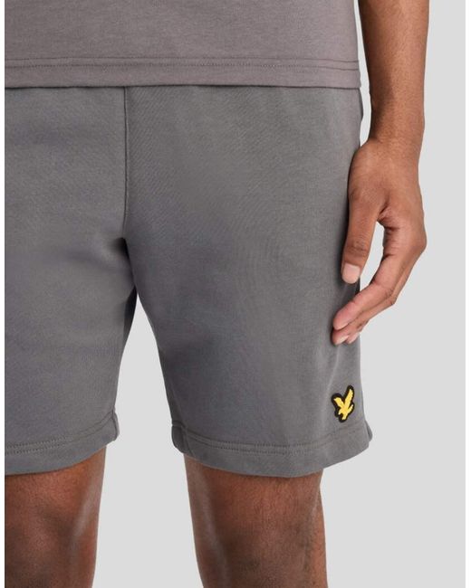 Lyle & Scott Gray Mid Bottoms Jacquard Tape Shorts for men