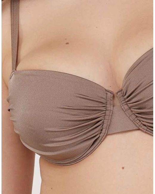 Wolf & Whistle Brown Fuller Bust Ruched Balconette Bikini Top