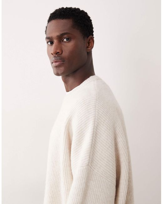 ASOS White Super Oversized Knitted Fisherman Rib Crew Neck Jumper for men