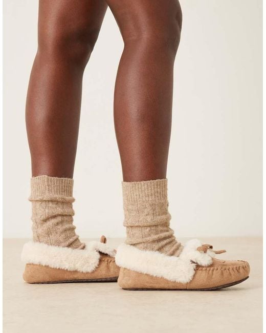 ASOS Natural Zelda Moccasin Slippers