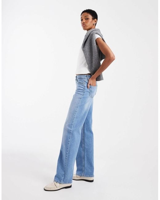 ONLY Blue Judy Low Rise Wide Leg Jeans