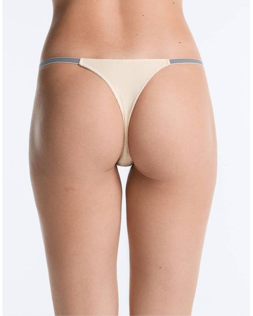 Oysho White 3 Ribbed Cotton Thongs