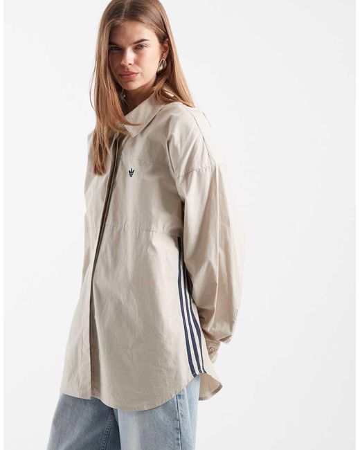 adidas Originals x ASOS Natural Cinched Shirt With Shoulder Pads