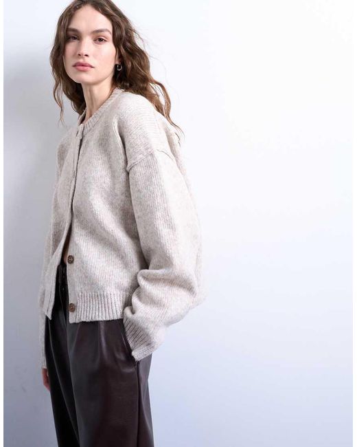 TOPSHOP Gray Knitted Exposed Seam Relaxed Cardigan
